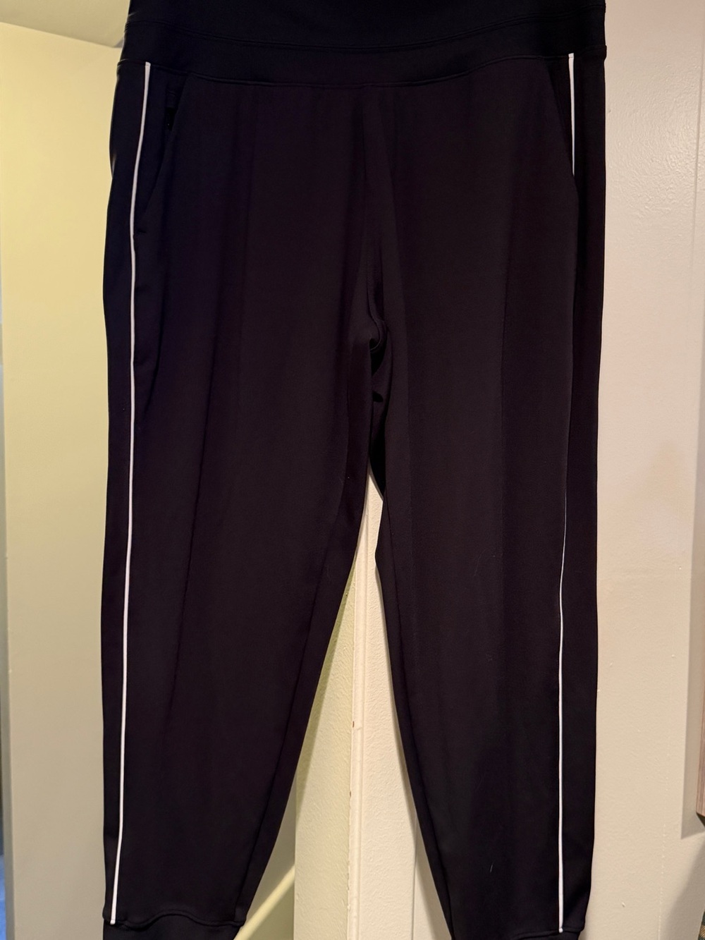 Athleta Black Athletic Pants with White Side Stripe